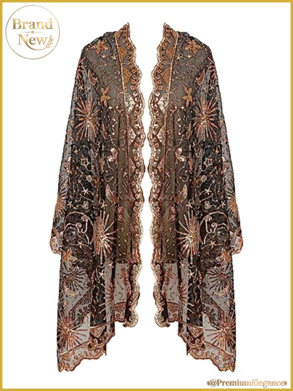 Sequin Fringed Evening Shawl Wrap 1920s Style Lightweight Scarf